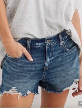 aerie Distressed Dark Blue Denim Jean Cutoffs Shorts Size Large